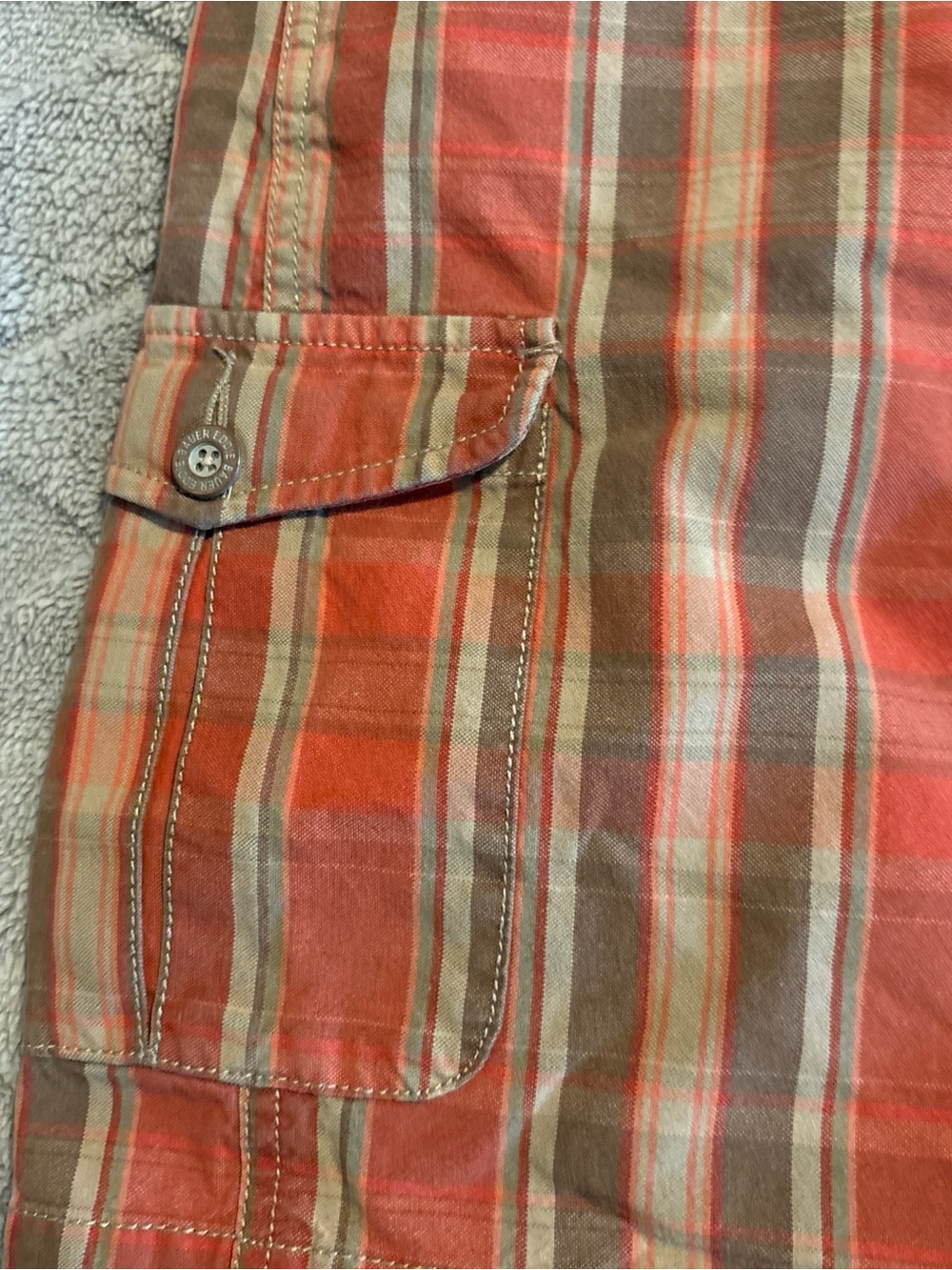 Eddie Bauer Cargo Skirt Womens Orange Green Plaid Cotton Utility Y2K Gorpcore - Picture 3 of 9